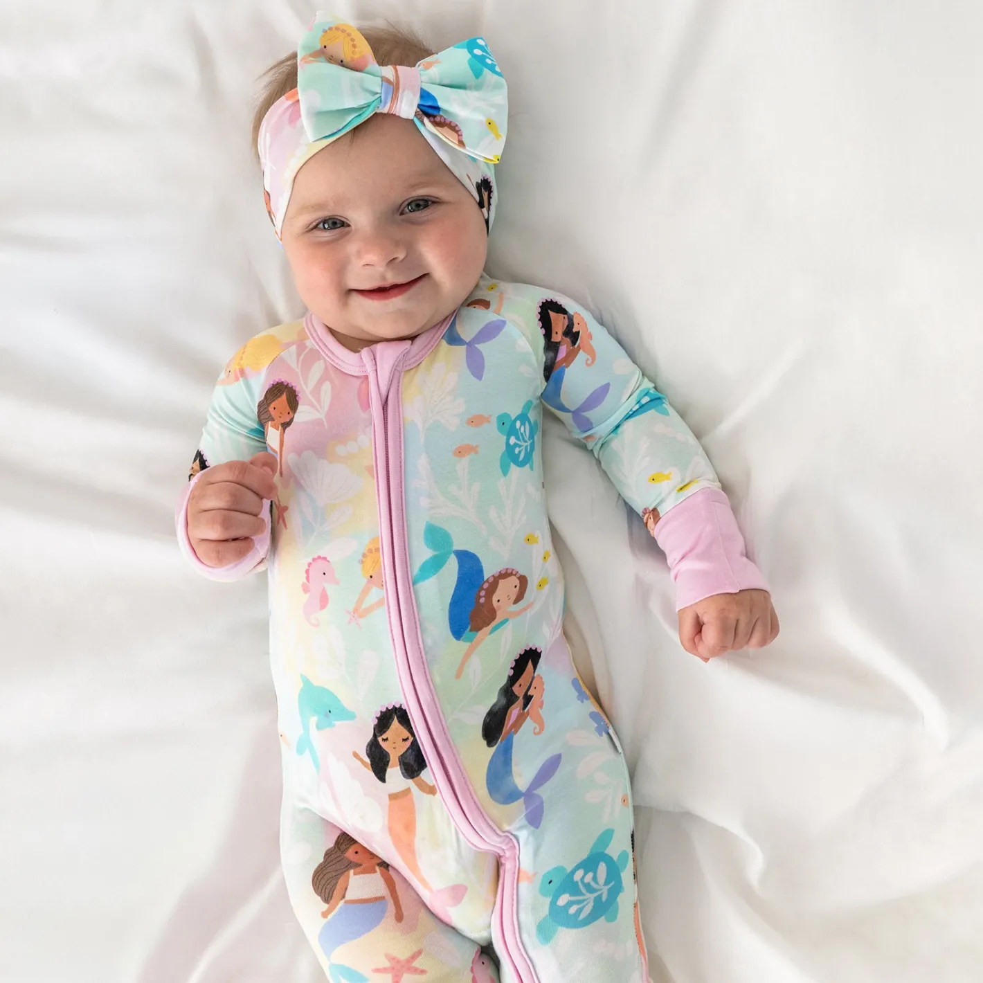 Hats & Headbands<Little Sleepies Luxe Bow Headband Mystic Mermaids