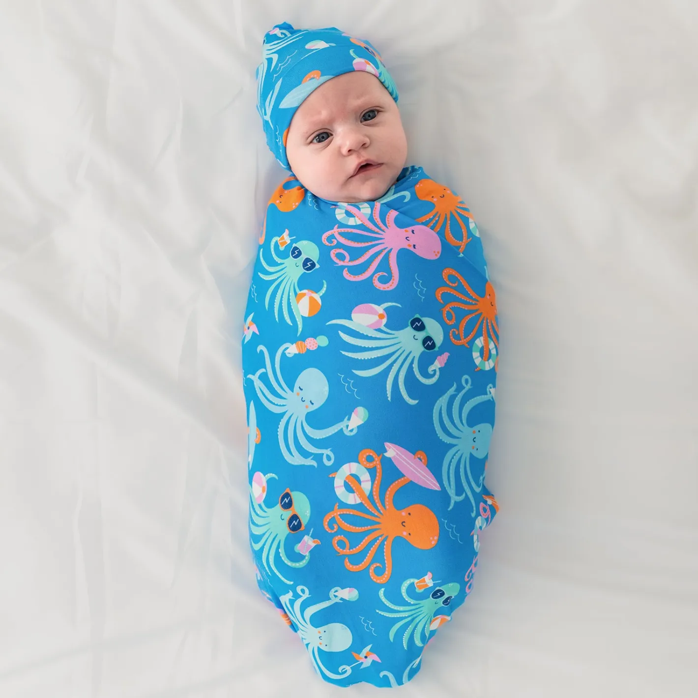 Layette|Swaddles<Little Sleepies Swaddle & Hat Set Octopus Party