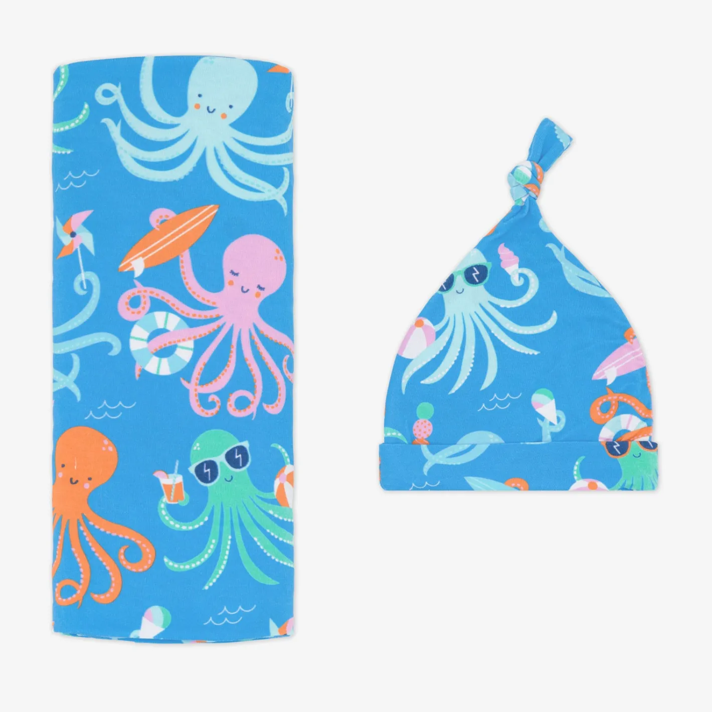 Layette|Swaddles<Little Sleepies Swaddle & Hat Set Octopus Party