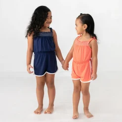 Bamboo Baby Clothes|Rompers<Little Sleepies Smocked Romper Paradise Peach