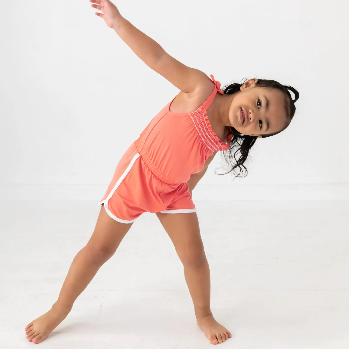 Bamboo Baby Clothes|Rompers<Little Sleepies Smocked Romper Paradise Peach