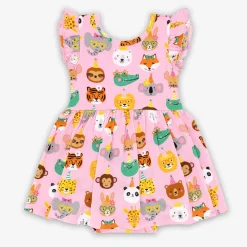 Bamboo Baby Clothes|Bodysuits<Little Sleepies Flutter Skater Dress with Bodysuit Party Pals