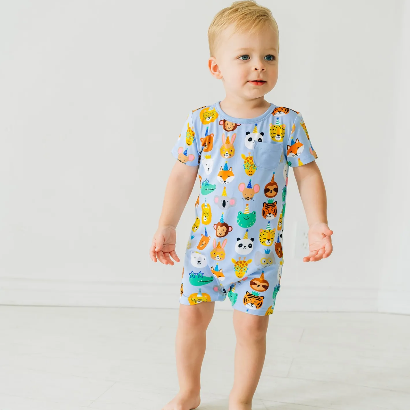 Bamboo Baby Clothes|Rompers<Little Sleepies Party Pals Pocket Shorty Romper