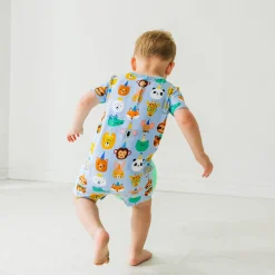 Bamboo Baby Clothes|Rompers<Little Sleepies Party Pals Pocket Shorty Romper