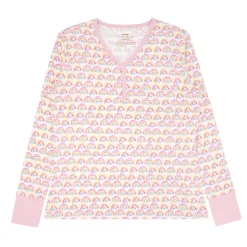 Mommy & Me|Mommy & Me<Little Sleepies Women's Pajama Top Pastel Rainbows
