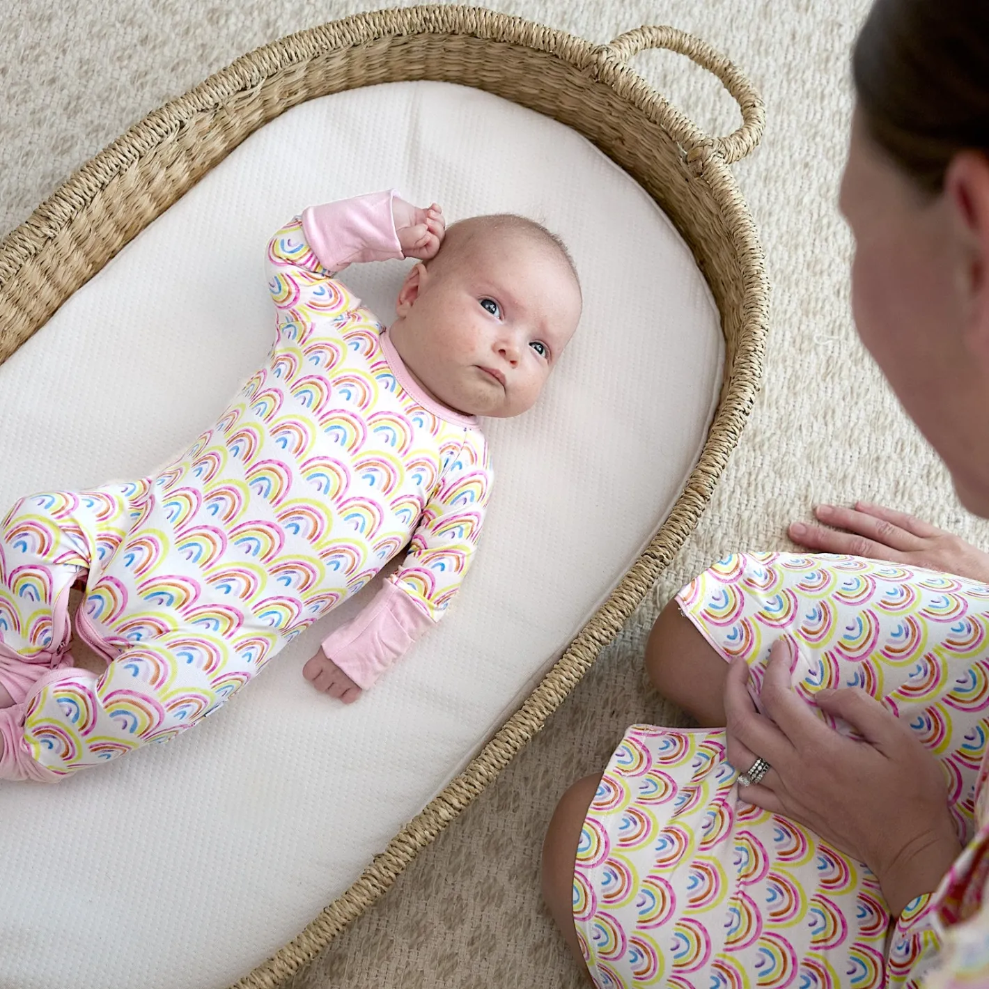 Zippies|Mommy & Me<Little Sleepies Crescent Zippy Pastel Rainbows