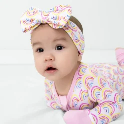 Hats & Headbands<Little Sleepies Luxe Bow Headband Pastel Rainbows