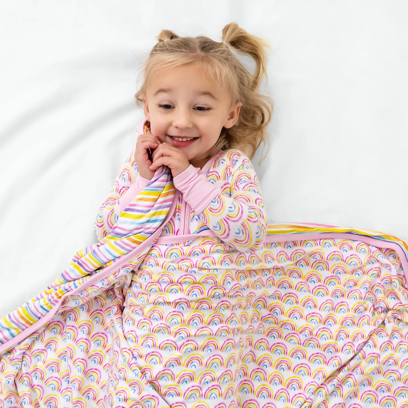 Cloud Blankets|Cloud Blankets<Little Sleepies Large Cloud Blanket® Pastel Rainbows & Sunrise Stripes