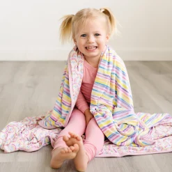 Cloud Blankets|Cloud Blankets<Little Sleepies Large Cloud Blanket® Pastel Rainbows & Sunrise Stripes