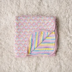 Cloud Blankets|Cloud Blankets<Little Sleepies Large Cloud Blanket® Pastel Rainbows & Sunrise Stripes