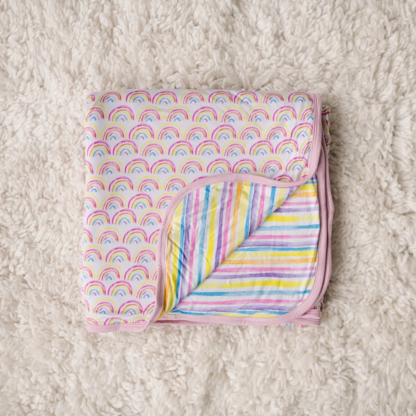 Cloud Blankets|Cloud Blankets<Little Sleepies Large Cloud Blanket® Pastel Rainbows & Sunrise Stripes