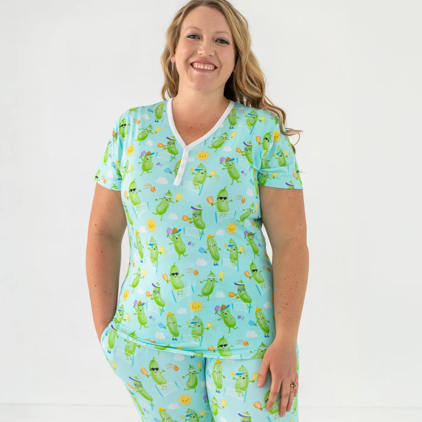 Mommy & Me|Mommy & Me<Little Sleepies Women's Short Sleeve Pajama Top Pickle Power