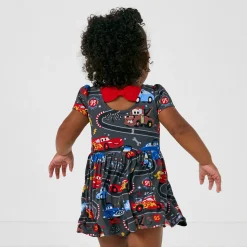 Bamboo Baby Clothes|Bodysuits<Little Sleepies Bow Back Skater Dress with Bodysuit Piston Cup