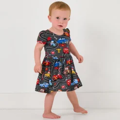 Bamboo Baby Clothes|Bodysuits<Little Sleepies Bow Back Skater Dress with Bodysuit Piston Cup