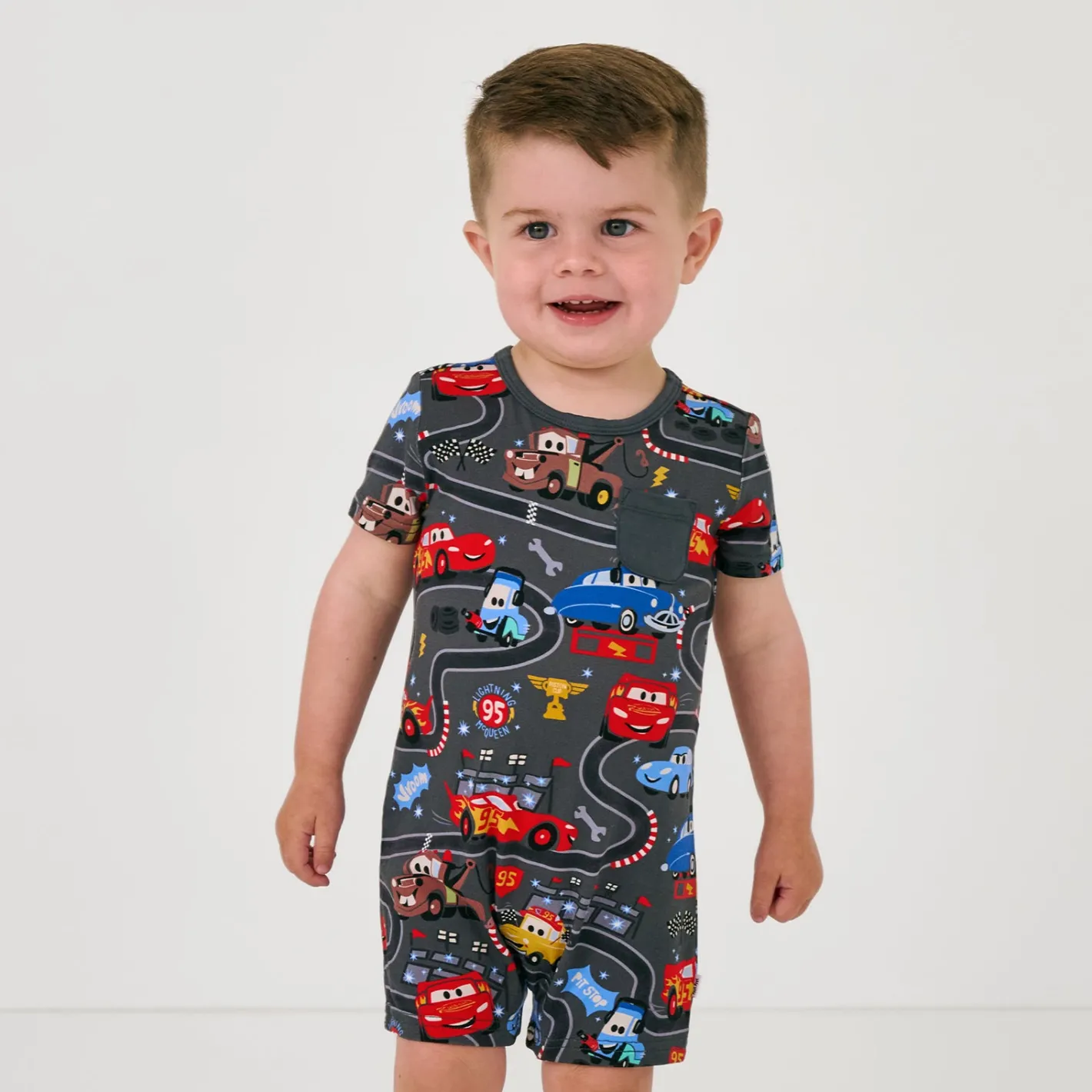 Bamboo Baby Clothes|Rompers<Little Sleepies Pocket Shorty Romper Piston Cup
