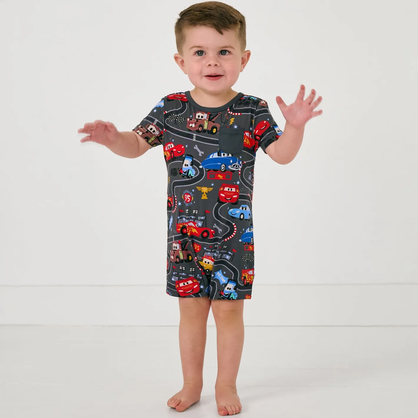 Bamboo Baby Clothes|Rompers<Little Sleepies Pocket Shorty Romper Piston Cup