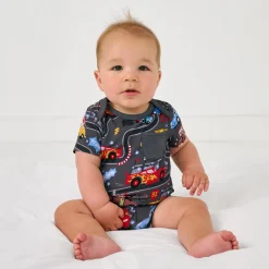 Bamboo Baby Clothes|Bodysuits<Little Sleepies Pocket Bodysuit Piston Cup