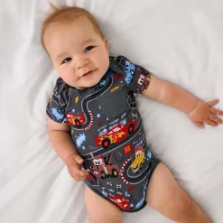 Bamboo Baby Clothes|Bodysuits<Little Sleepies Pocket Bodysuit Piston Cup