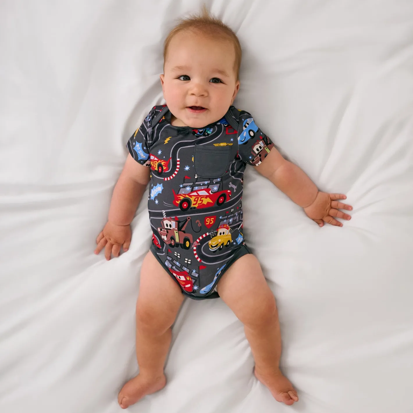 Bamboo Baby Clothes|Bodysuits<Little Sleepies Pocket Bodysuit Piston Cup