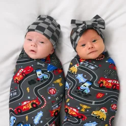 Layette|Swaddles<Little Sleepies Swaddle & Luxe Bow Headband Set Piston Cup