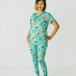 Mommy & Me|Mommy & Me<Little Sleepies Women's Short Sleeve Pajama Top Prehistoric Party