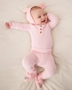 The Newborn Shop|The Newborn Shop<Little Sleepies Henley Bodysuit Prima Pink