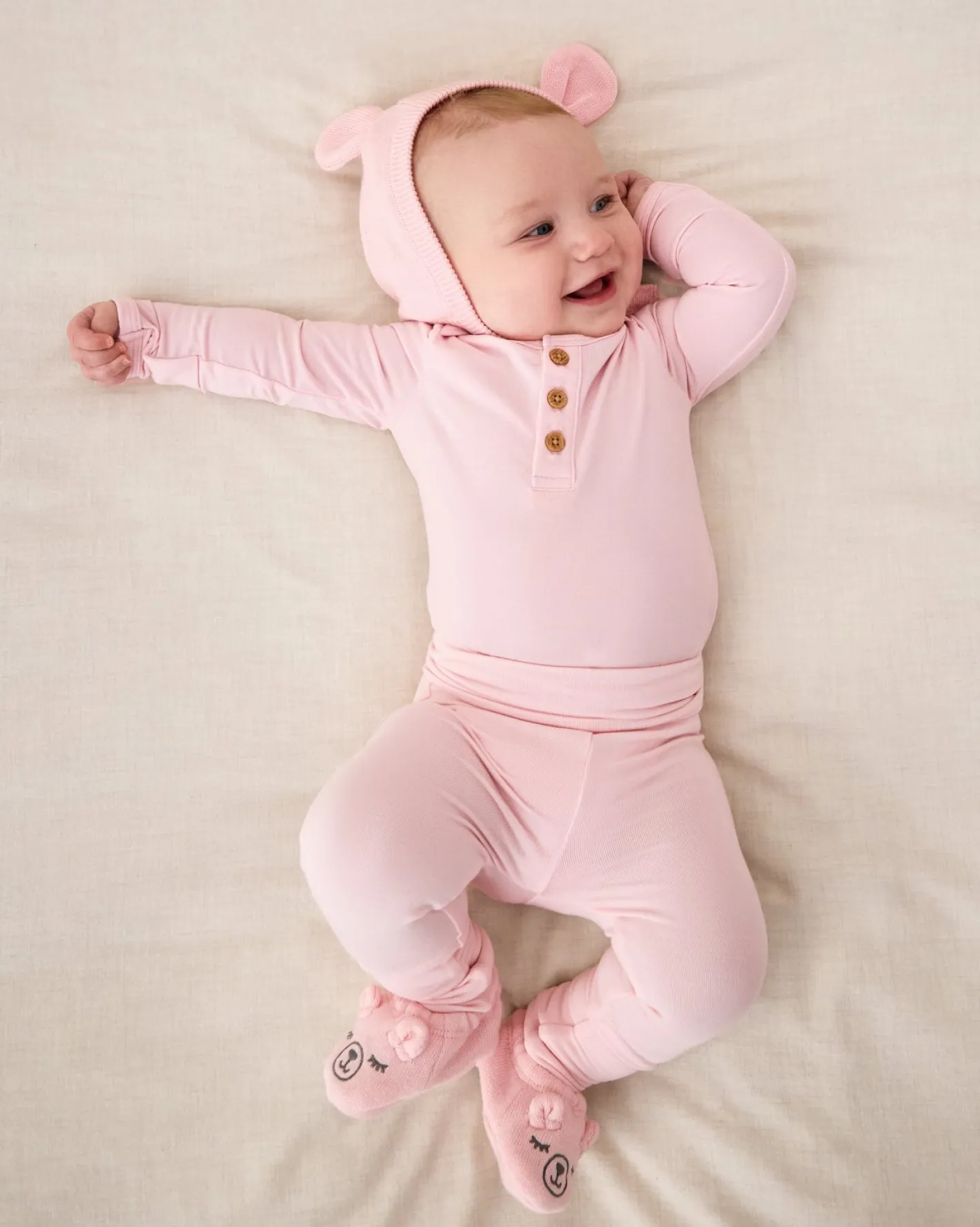 The Newborn Shop|The Newborn Shop<Little Sleepies Henley Bodysuit Prima Pink