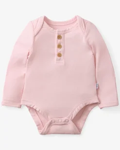 The Newborn Shop|The Newborn Shop<Little Sleepies Henley Bodysuit Prima Pink