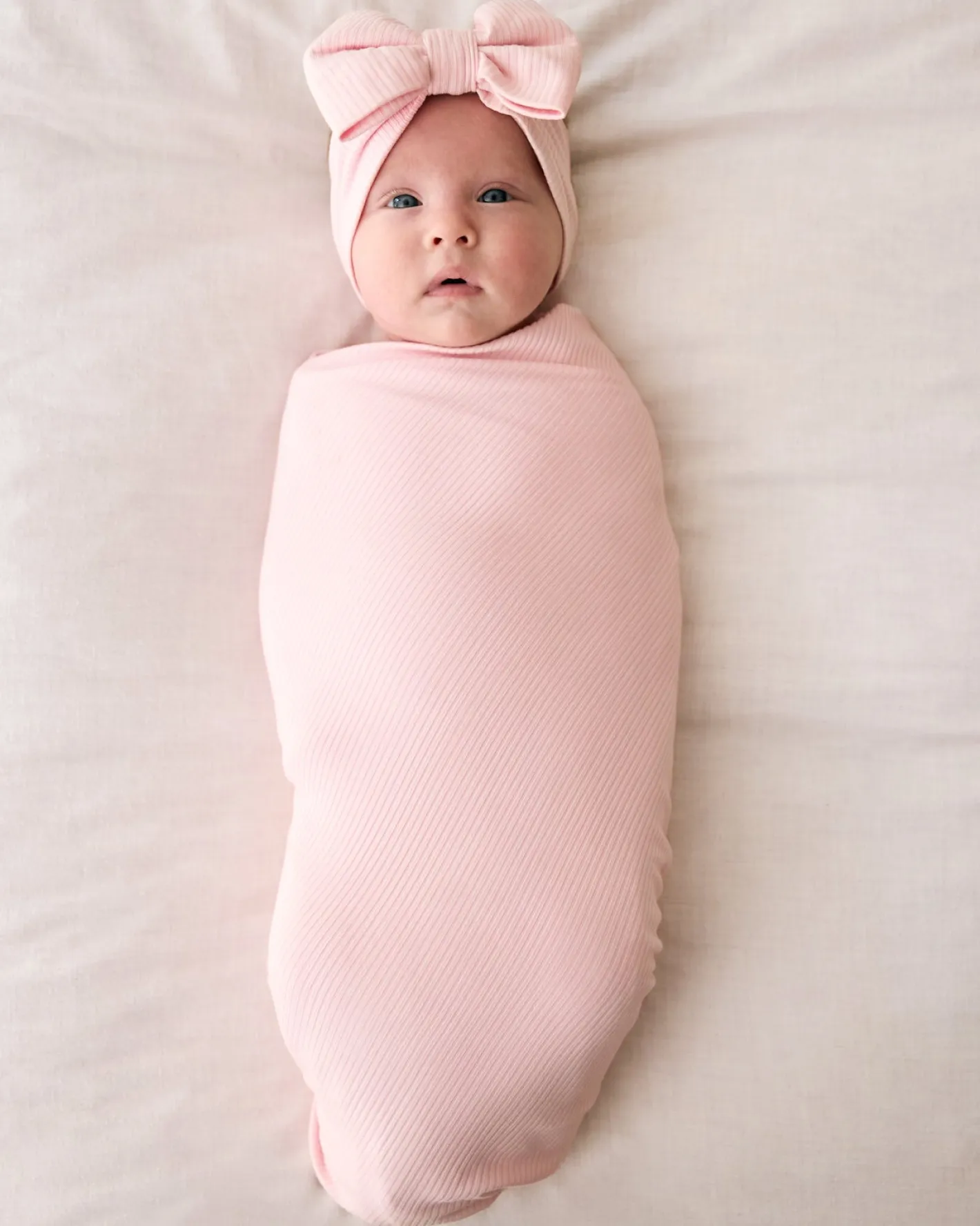 The Newborn Shop|The Newborn Shop<Little Sleepies Ribbed Swaddle & Luxe Bow Headband Set Prima Pink