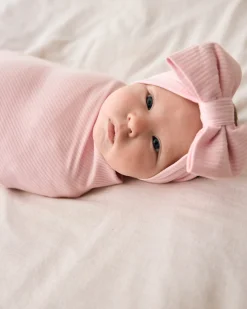 The Newborn Shop|The Newborn Shop<Little Sleepies Ribbed Swaddle & Luxe Bow Headband Set Prima Pink