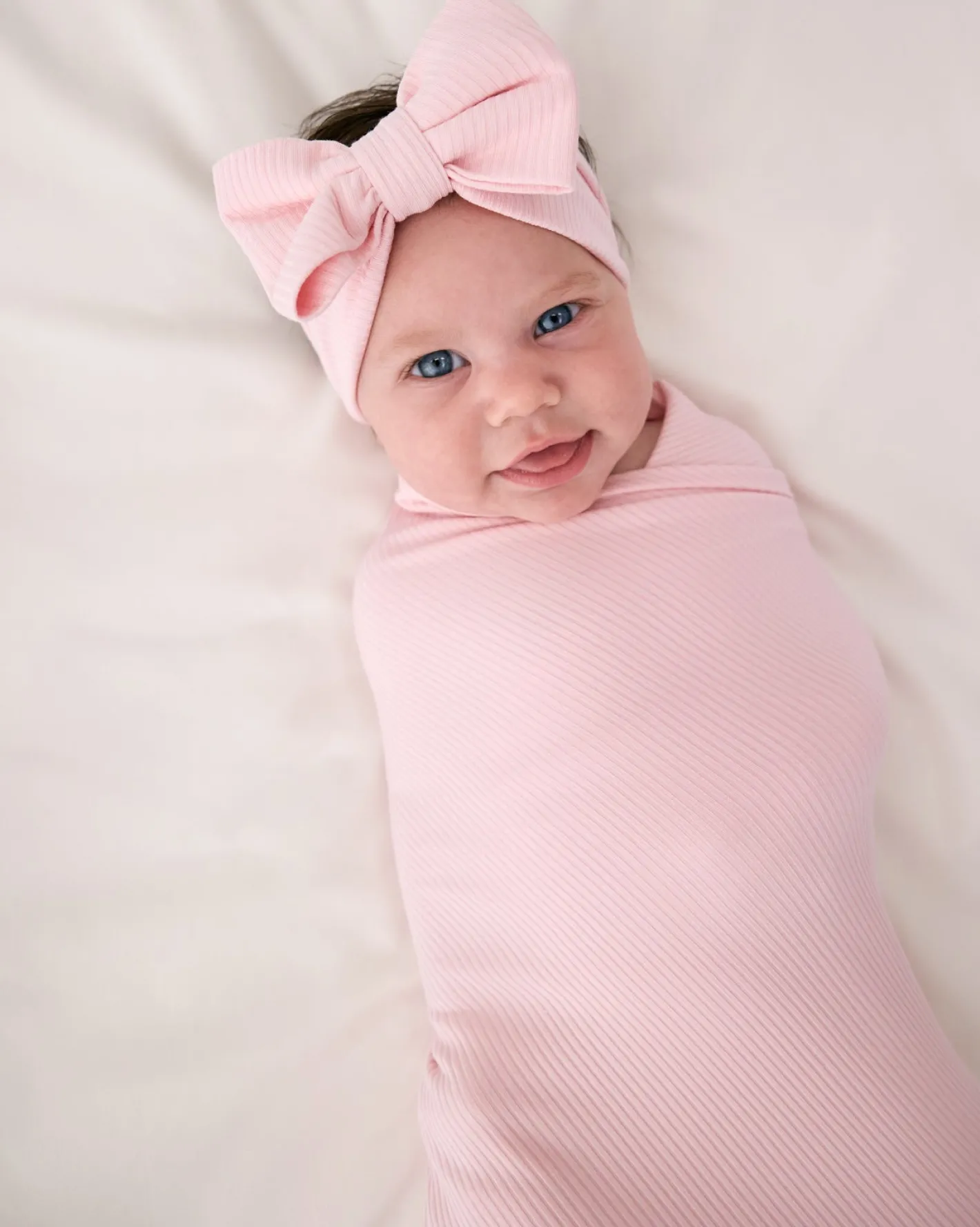The Newborn Shop|The Newborn Shop<Little Sleepies Ribbed Swaddle & Luxe Bow Headband Set Prima Pink