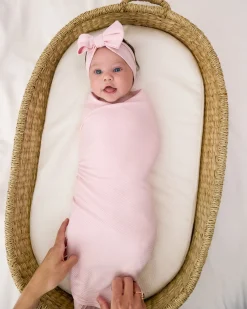 The Newborn Shop|The Newborn Shop<Little Sleepies Ribbed Swaddle & Luxe Bow Headband Set Prima Pink