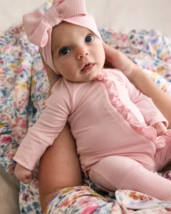 The Newborn Shop|The Newborn Shop<Little Sleepies Ribbed Ruffle Zippy Prima Pink