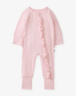 The Newborn Shop|The Newborn Shop<Little Sleepies Ribbed Ruffle Zippy Prima Pink