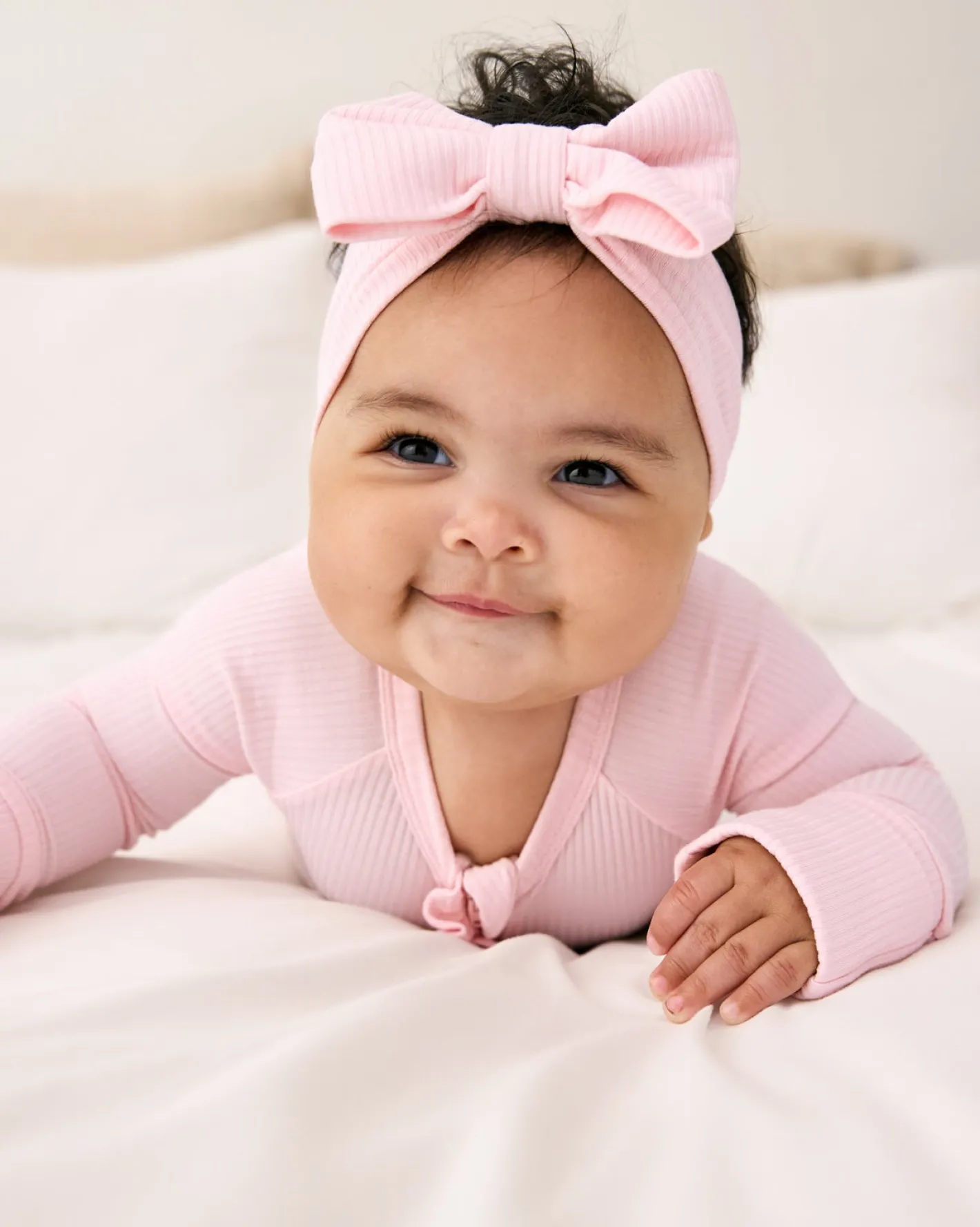 The Newborn Shop|The Newborn Shop<Little Sleepies Ribbed Luxe Bow Headband Prima Pink