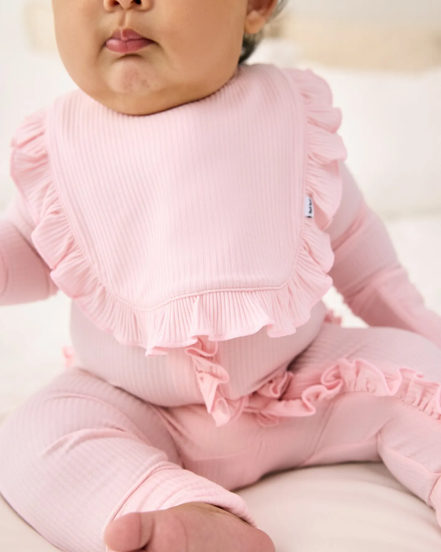 The Newborn Shop|The Newborn Shop<Little Sleepies Ribbed Ruffle Bib Prima Pink
