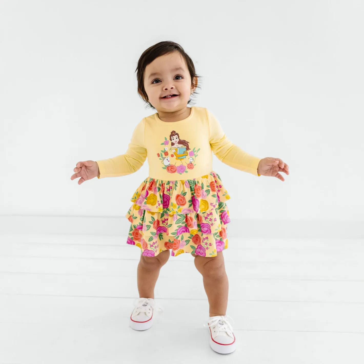 Bamboo Baby Clothes|Dresses<Little Sleepies Tiered Dress with Bloomer Princess Belle