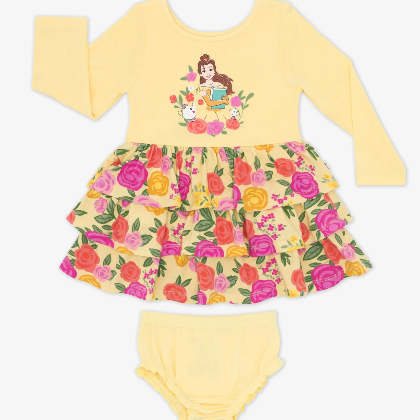 Bamboo Baby Clothes|Dresses<Little Sleepies Tiered Dress with Bloomer Princess Belle