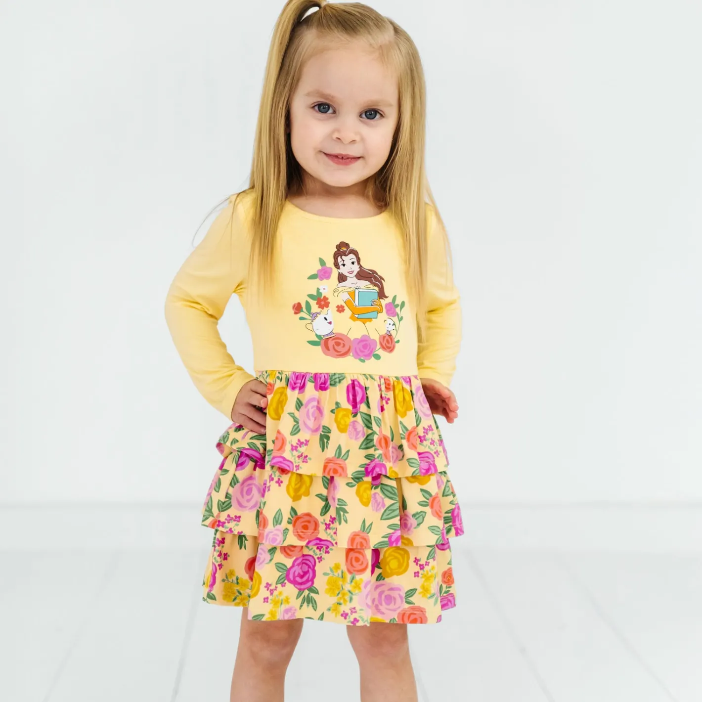 Bamboo Baby Clothes|Dresses<Little Sleepies Tiered Dress with Bloomer Princess Belle