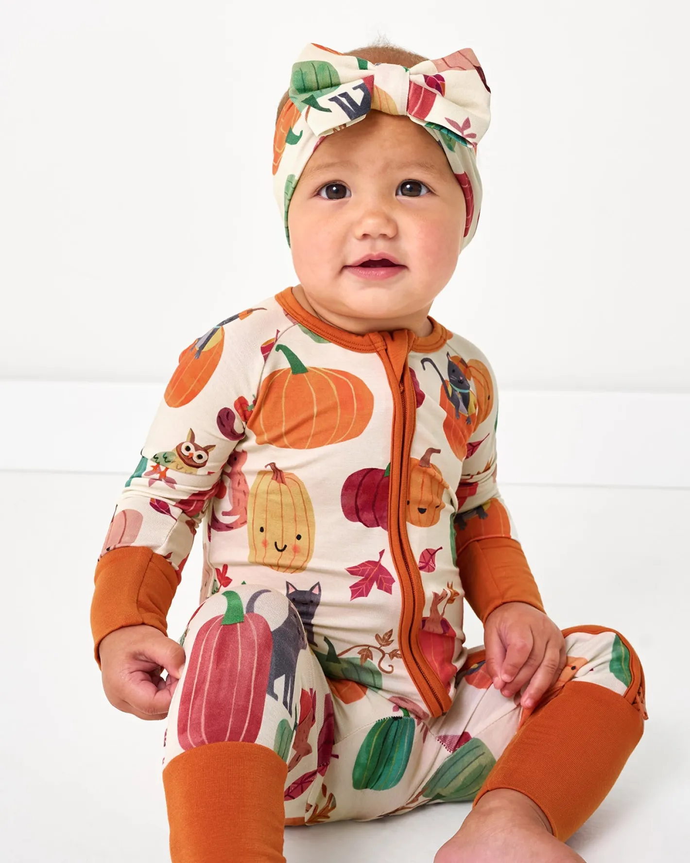 Hats & Headbands<Little Sleepies Luxe Bow Headband Pumpkin Pals