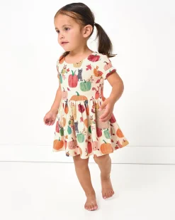 Bamboo Baby Clothes|Dresses<Little Sleepies Patch Pocket Dress with Bloomer Pumpkin Pals