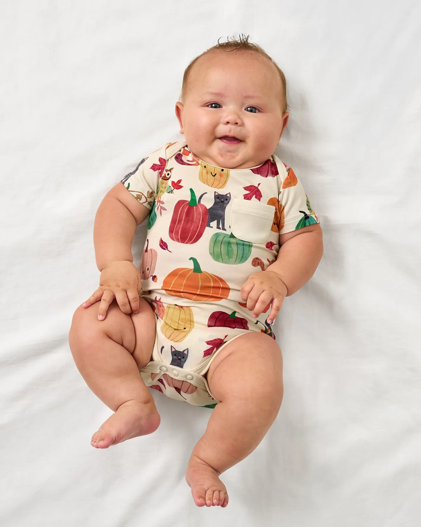 Bamboo Baby Clothes|Bodysuits<Little Sleepies Pocket Bodysuit Pumpkin Pals