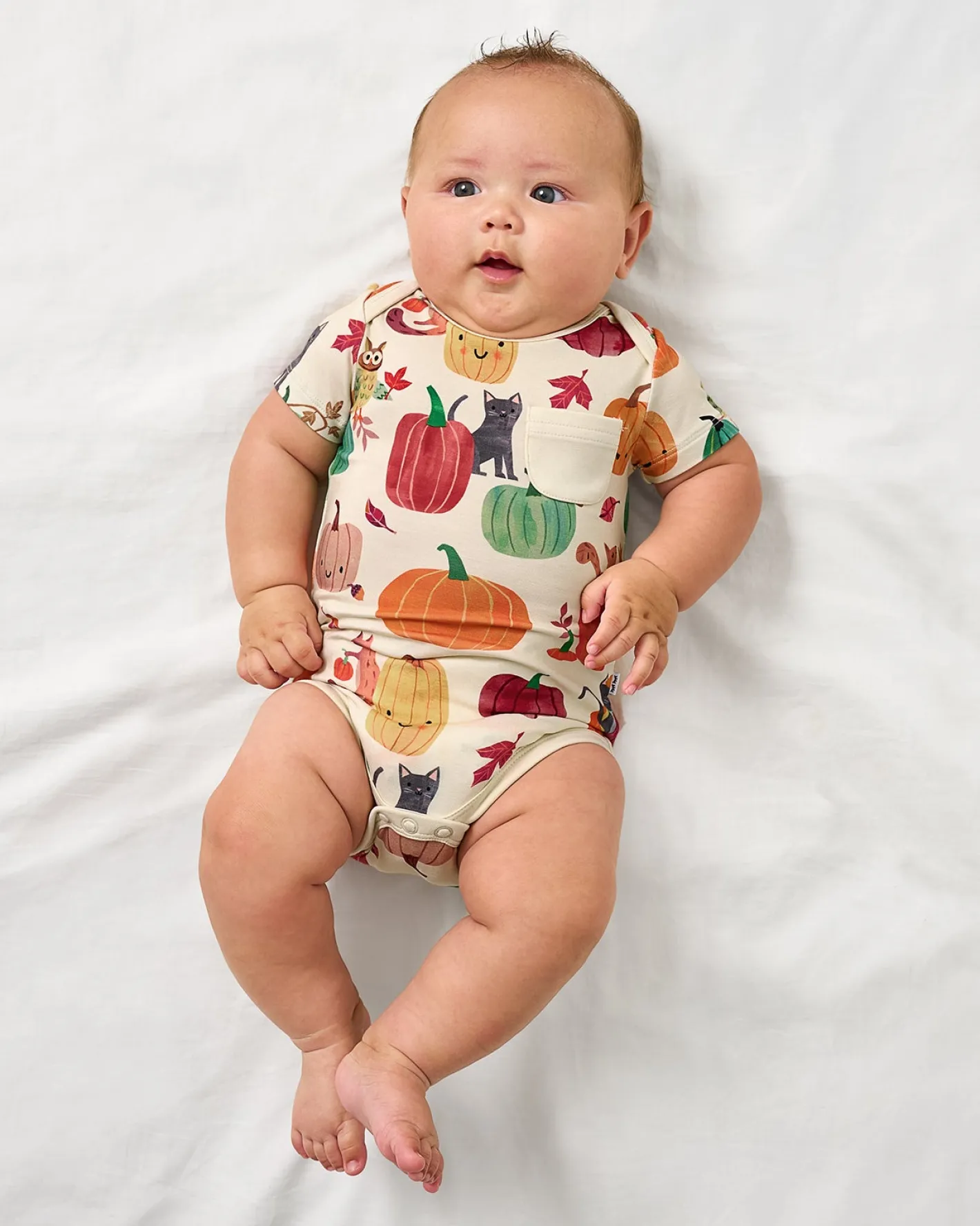 Bamboo Baby Clothes|Bodysuits<Little Sleepies Pocket Bodysuit Pumpkin Pals
