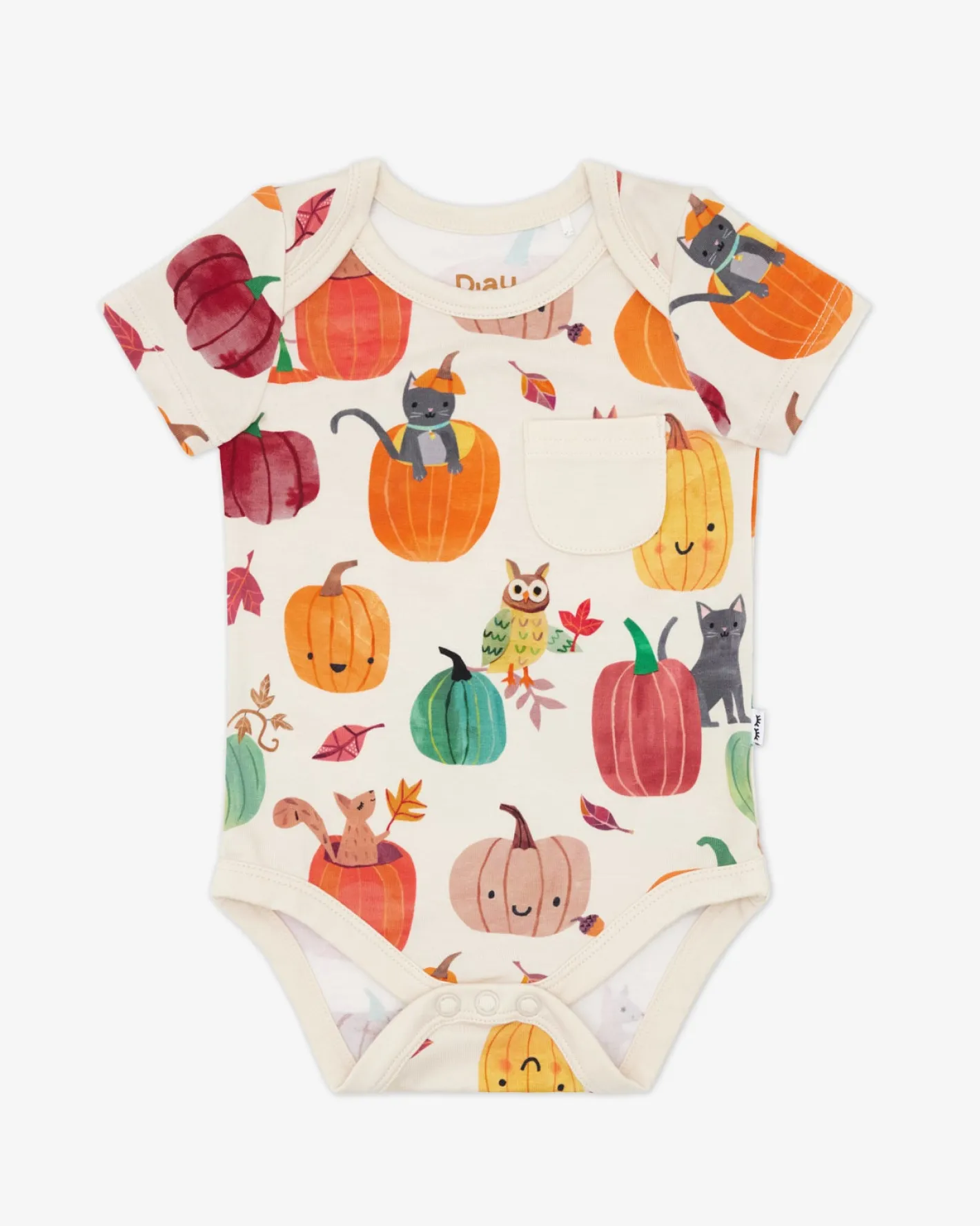 Bamboo Baby Clothes|Bodysuits<Little Sleepies Pocket Bodysuit Pumpkin Pals