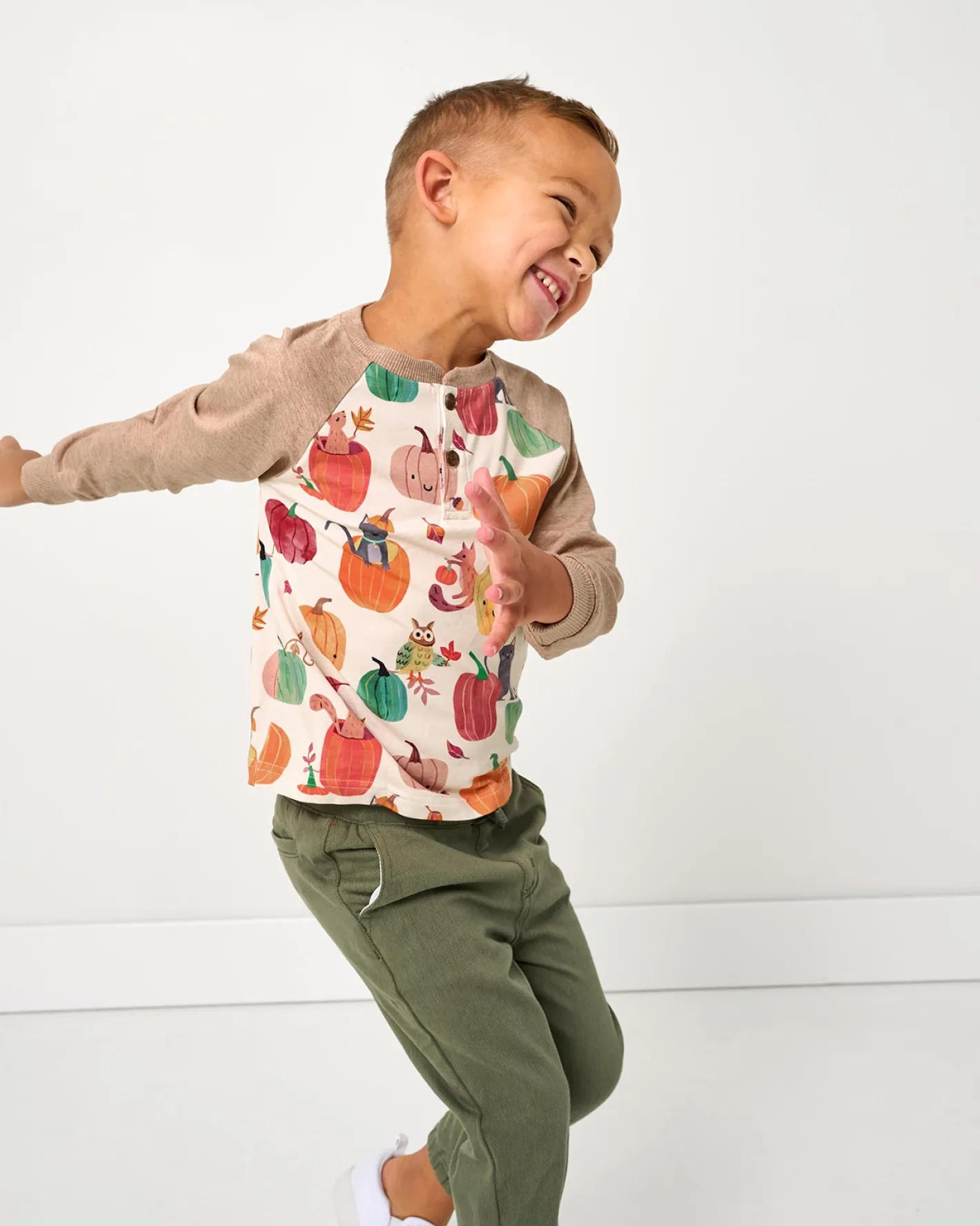 Tops & Tees|Tops & Tees<Little Sleepies Raglan Henley Tee Pumpkin Pals