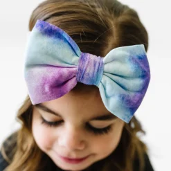 Hats & Headbands<Little Sleepies Luxe Bow Headband Purple Watercolor