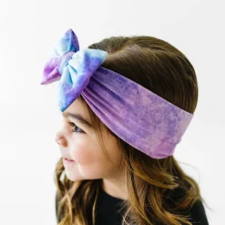 Hats & Headbands<Little Sleepies Luxe Bow Headband Purple Watercolor