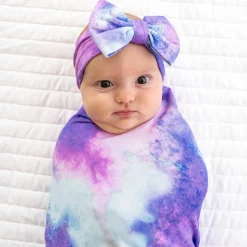 Layette|Swaddles<Little Sleepies Swaddle & Luxe Bow Headband Set Purple Watercolor