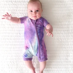 Zippies|Sibling Matching<Little Sleepies Shorty Zippy Purple Watercolor