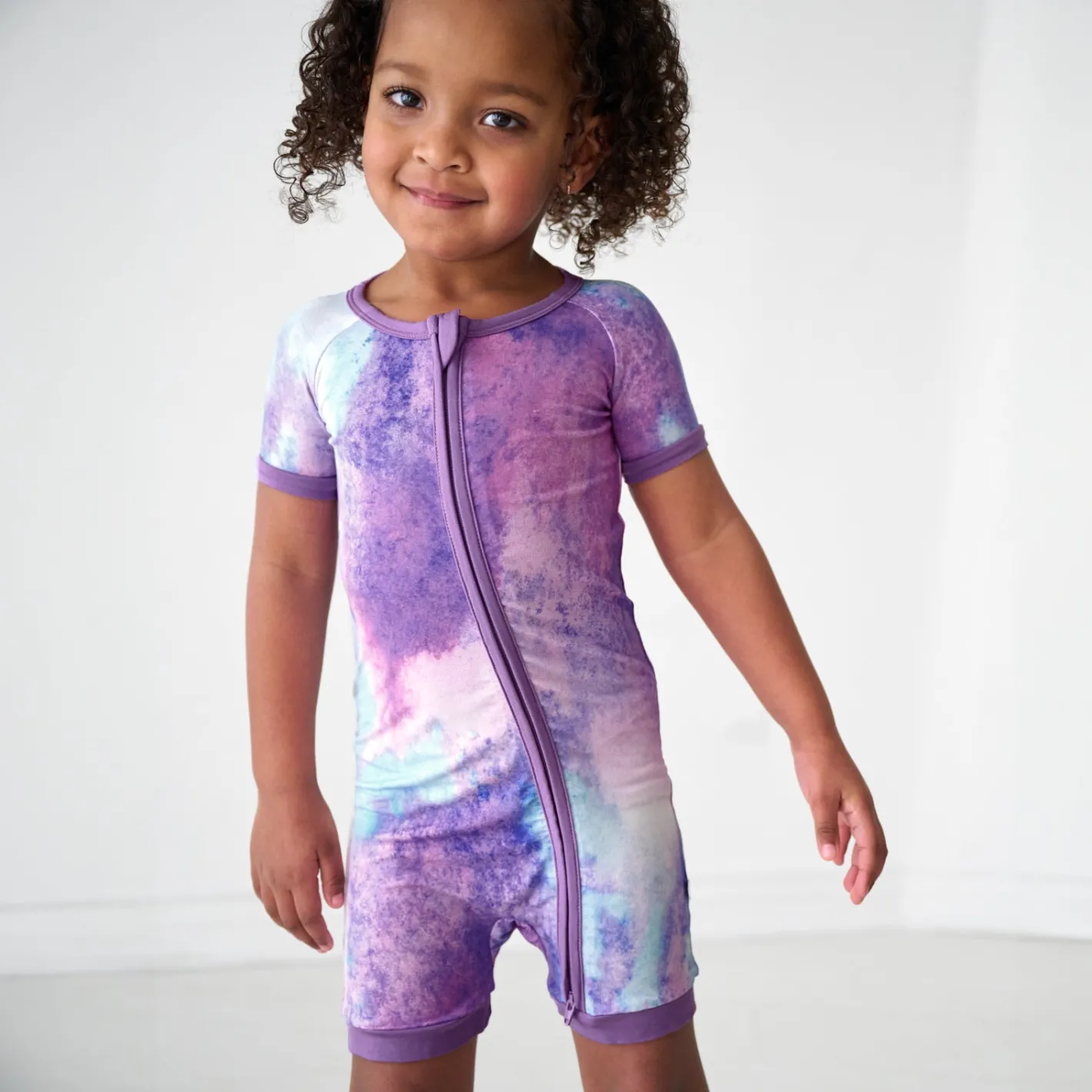 Zippies|Sibling Matching<Little Sleepies Shorty Zippy Purple Watercolor